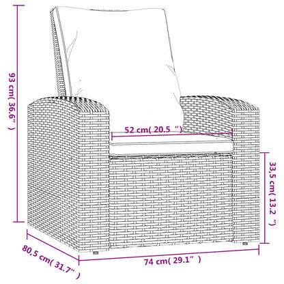 Vidaxl Sillón Reclinable Jardín Y Cojines Ratán Sintético Marrón Claro_2