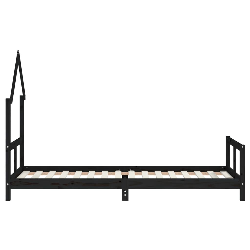 Vidaxl Estructura De Cama Para Niños Madera De Pino Negro 80x200 Cm_4