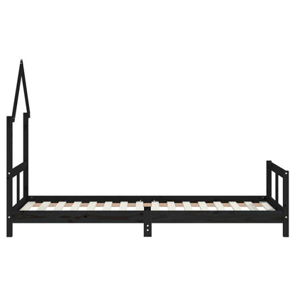 Vidaxl Estructura De Cama Para Niños Madera De Pino Negro 80x200 Cm_4
