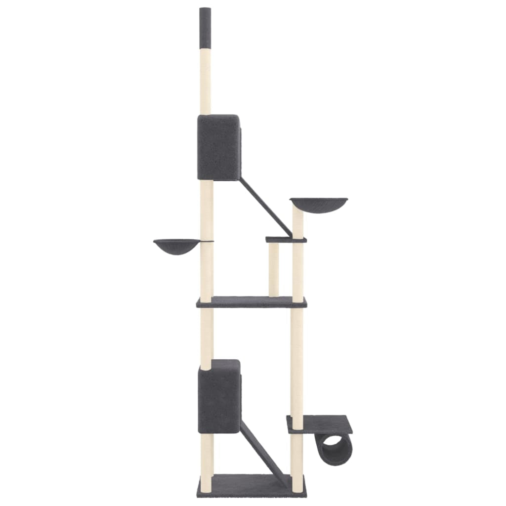 Vidaxl Árbol Rascador Para Gatos Suelo A Techo Gris Oscuro 277-303 Cm_3