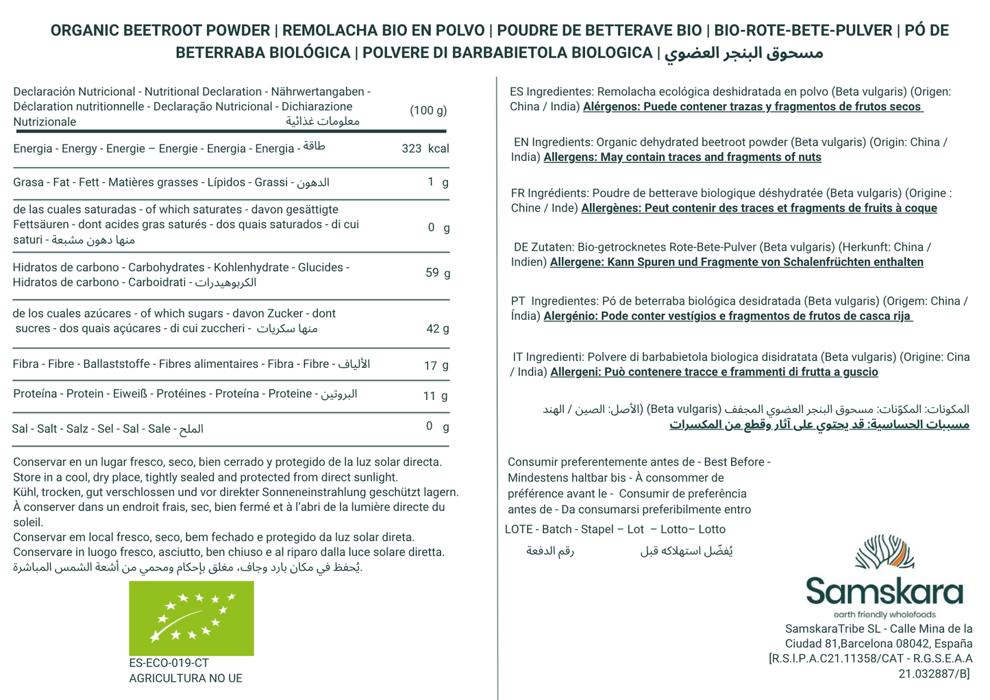Remolacha En Polvo Bio - 250g | Superalimento Ecológico Vegano En Polvo Para Batidos Y Repostería, Sin Gluten_1