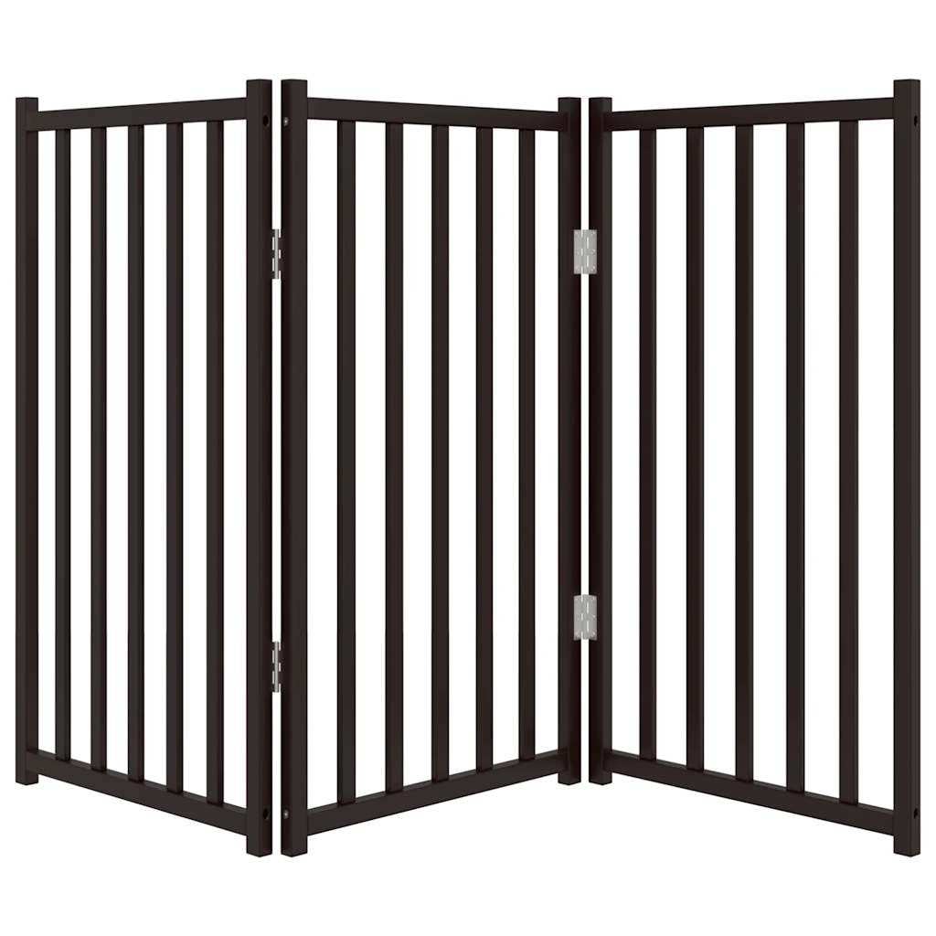Vidaxl Puerta De Perros Plegable 3 Paneles Madera Abeto Negro 150 Cm_3