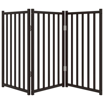 Vidaxl Puerta De Perros Plegable 3 Paneles Madera Abeto Negro 150 Cm_3