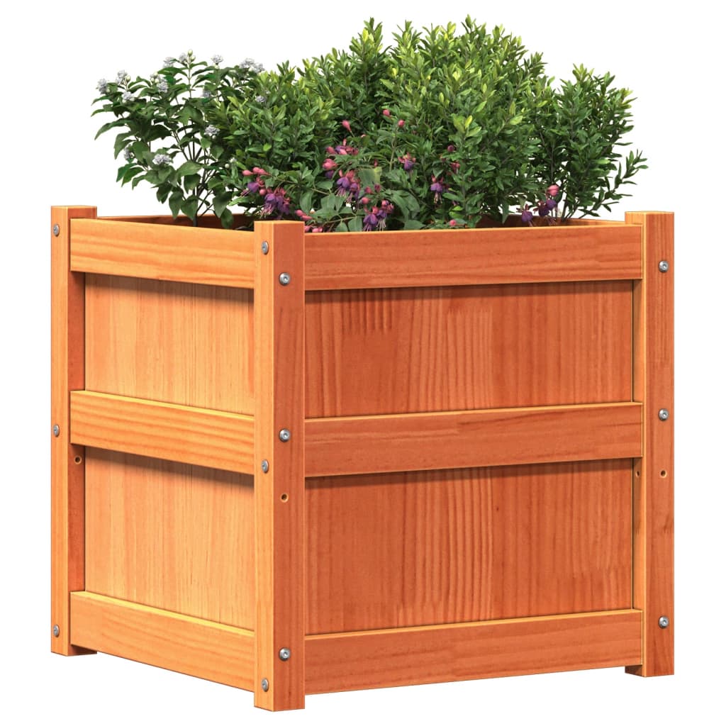 Jardineras De Exterior 2 Uds Madera Maciza De Pino Marrón Cera_3