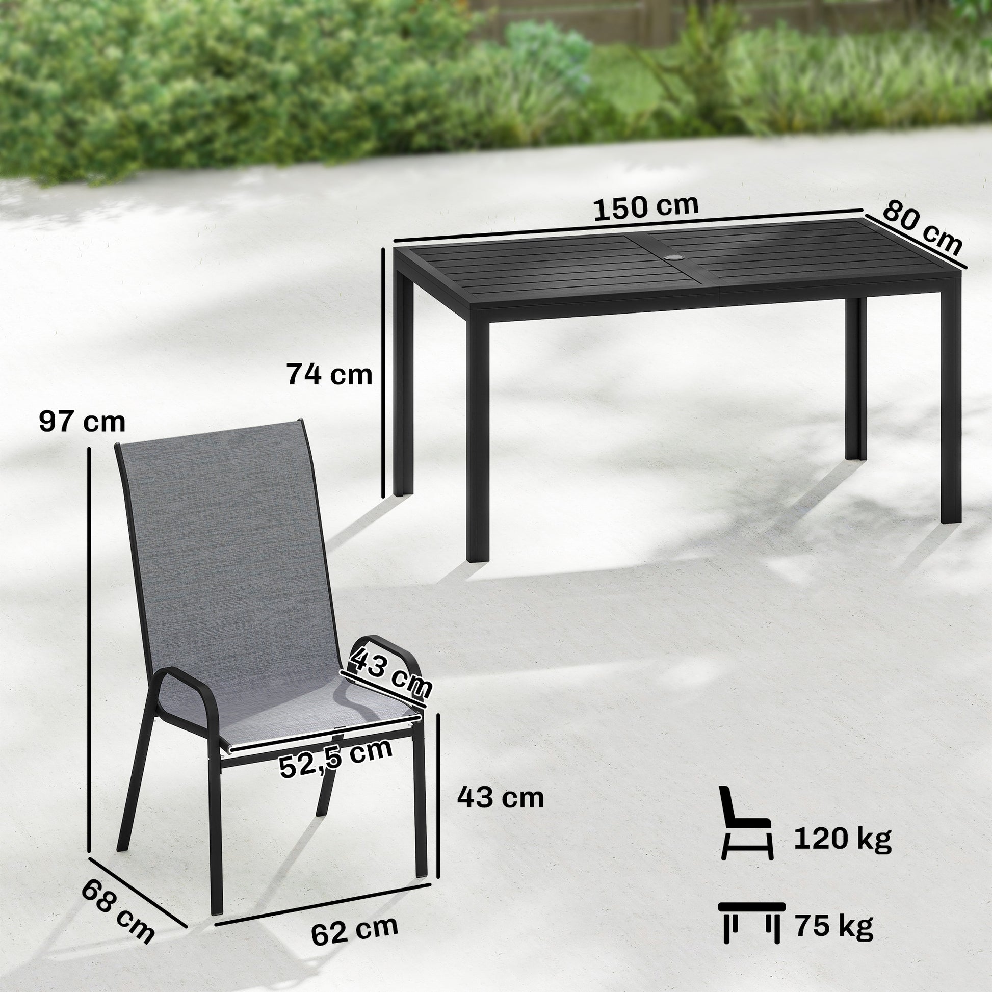 Outsunny Conjunto De Mesa Y Sillas Jardín De 7 Piezas_2