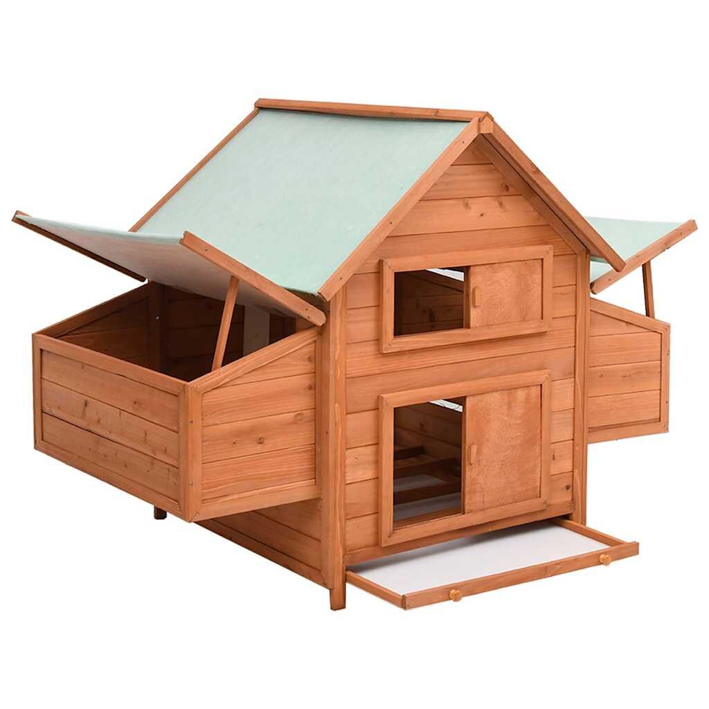 Vidaxl Gallinero De Madera Maciza De Abeto Rojo 150x96x110 Cm_1
