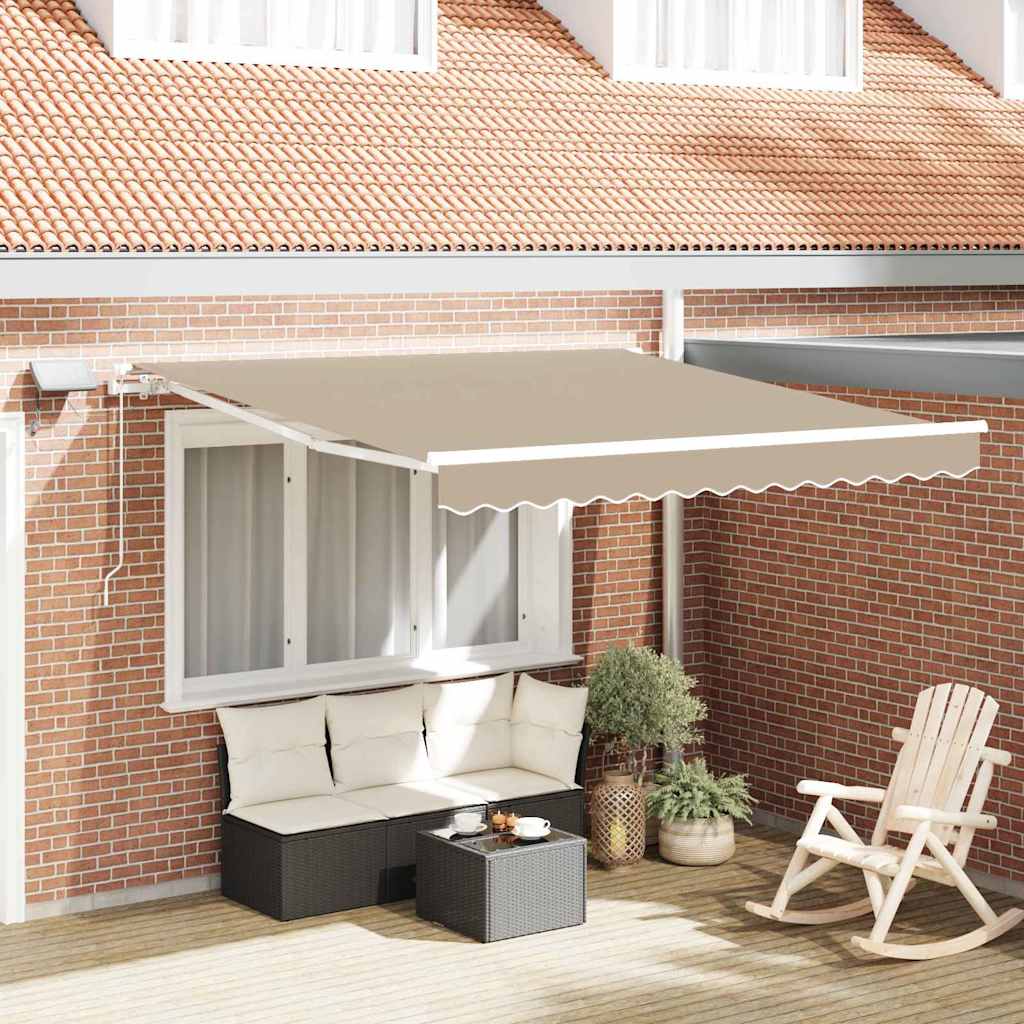 Toldo Retráctil Beige 300 X 250 Cm Tela Y Aluminio_1