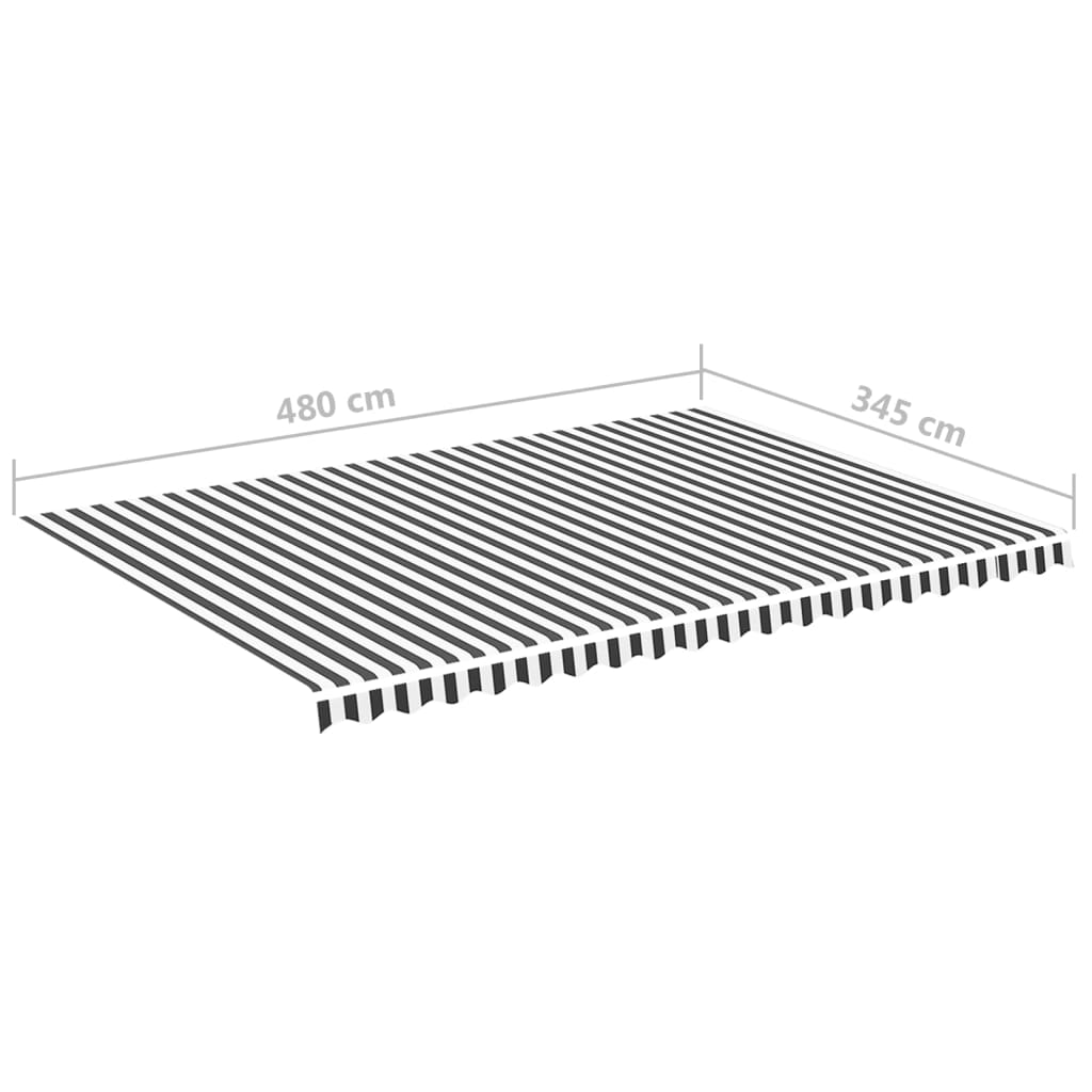 Tela De Repuesto Para Toldo Gris Antracita Y Blanco 5x3,5 M Poliéster_5