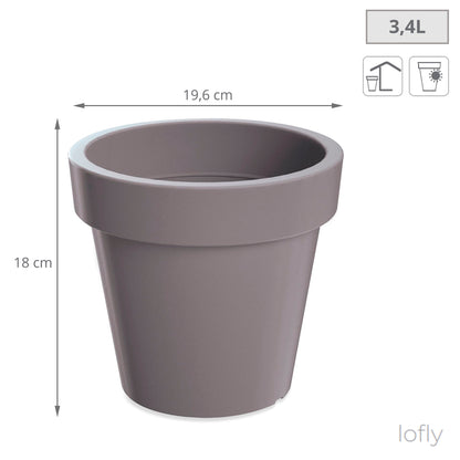 Maceta De Plastico Lofly En Color Gris 19,6 (largo) X 19,6 (ancho) X 18,1 (alto) Cm_1