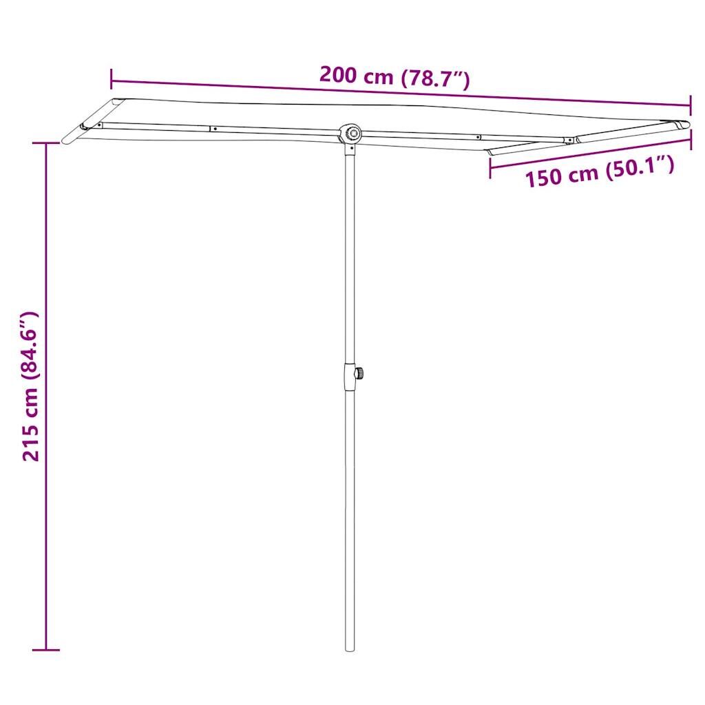 Vidaxl Sombrilla De Jardín Palo De Aluminio Gris Antracita 2x1,5 M_2
