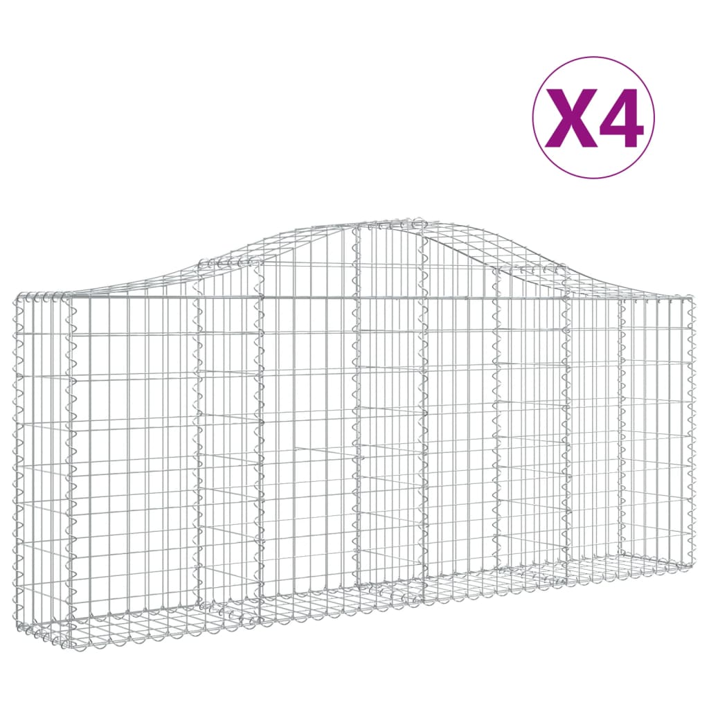 Cestas De Gaviones 4 Uds Forma De Arco Hierro 200x30x80/100 Cm_0