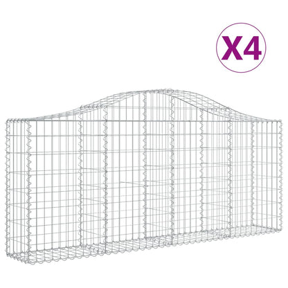 Cestas De Gaviones 4 Uds Forma De Arco Hierro 200x30x80/100 Cm_0