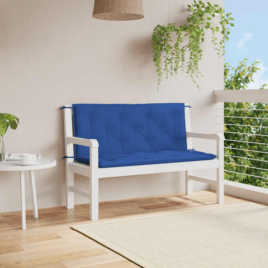 Vidaxl Cojín De Banco De Jardín Tela Oxford Azul 120x(50+50)x7 Cm_1