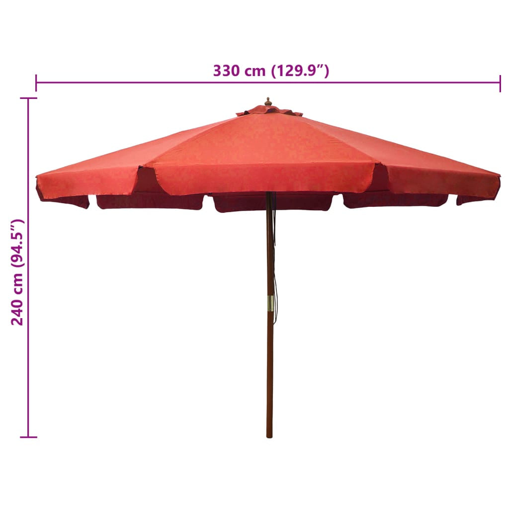 Vidaxl Sombrilla De Jardín Con Palo De Madera Terracota 330 Cm_2