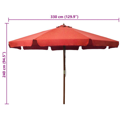 Vidaxl Sombrilla De Jardín Con Palo De Madera Terracota 330 Cm_2