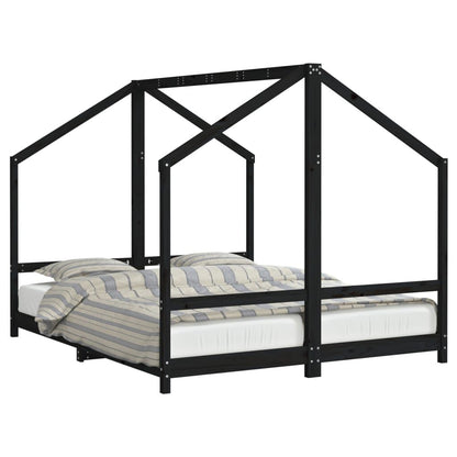 Vidaxl Estructura De Cama Para Niños Madera Pino Negro 2x(80x200) Cm_0