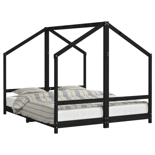 Vidaxl Estructura De Cama Para Niños Madera Pino Negro 2x(80x200) Cm_0