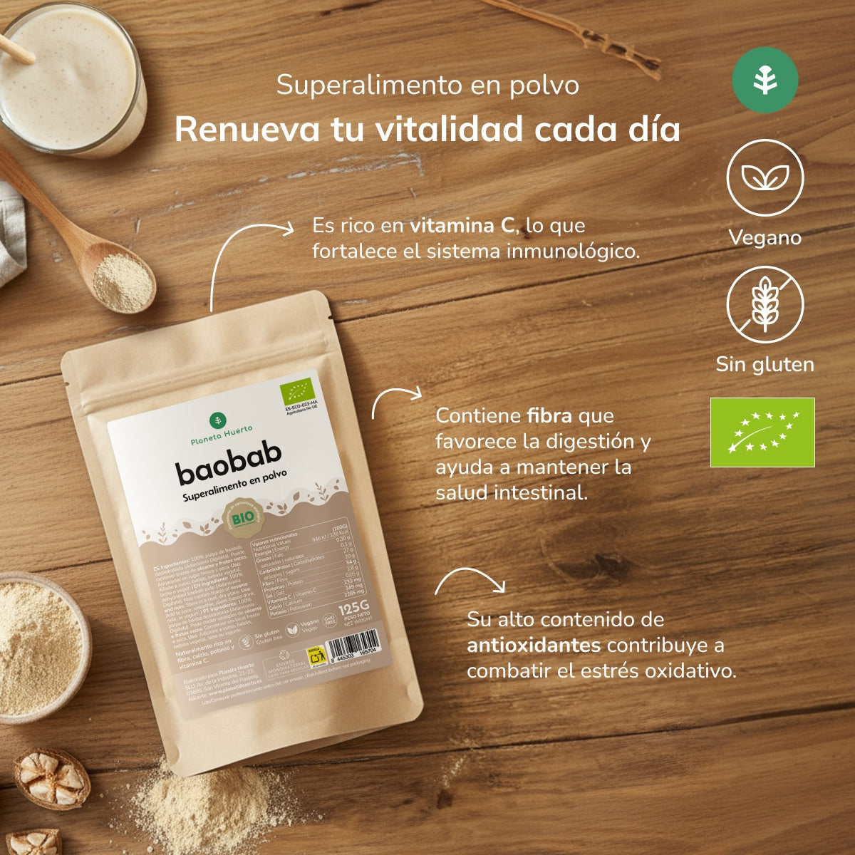 Baobab en polvo Eco Planeta Huerto 125 gr