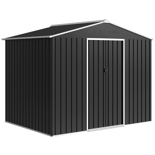 Outsunny Caseta De Jardín Exterior 3,6 M² 236x171x191 Cm Puerta Corredera Gris_0