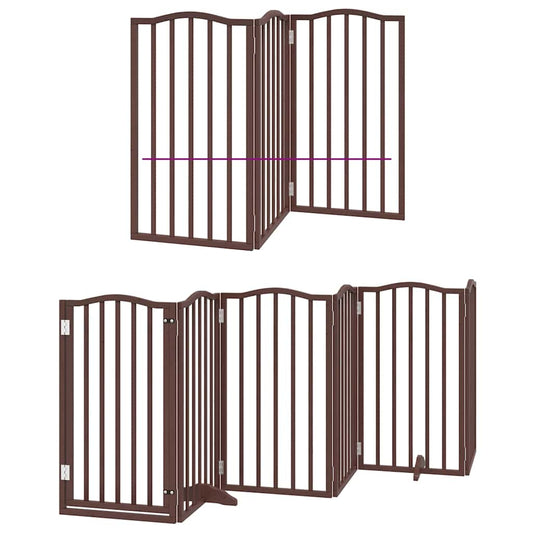 Vidaxl Puerta De Perros Plegable 9 Paneles Madera Álamo Marrón 450 Cm_0