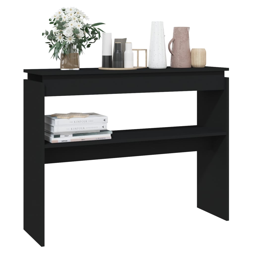 Mesa Consola Madera Contrachapada Negro 102x30x80 Cm_1