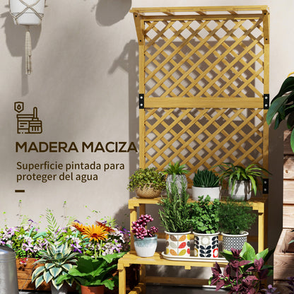 Outsunny Estantería Para Plantas De Madera Con Enrejado 75x50x166 Cm Natural_4