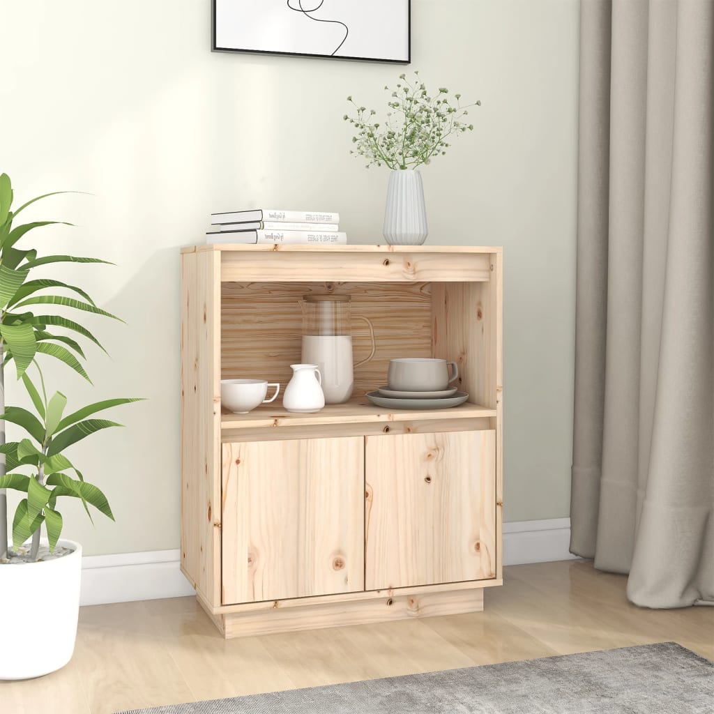 Aparador De Madera Maciza De Pino 60x34x75 Cm / Vetonek_5