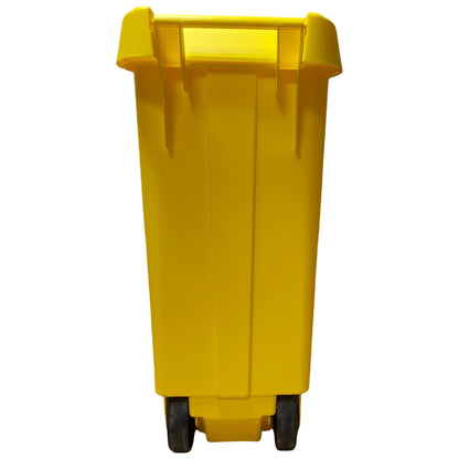 Contenedor - Cubo De Basura Wellhome Reciclo 110l, Color Amarilllo Cerrado Con Tapa, Ideal Para Reciclaje De Plásticos, Con Ruedas_2