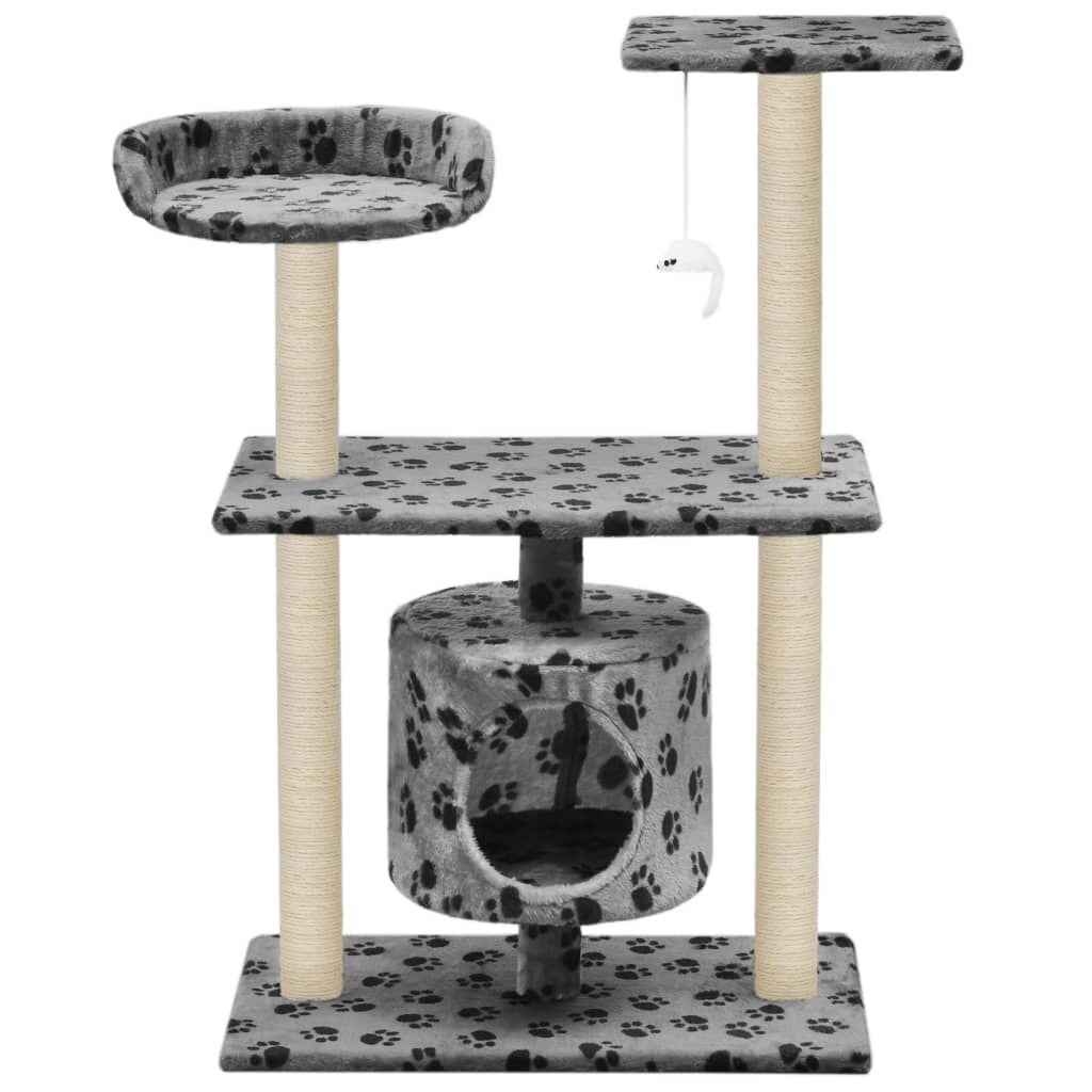 Vidaxl Rascador Para Gatos Con Poste De Sisal 95 Cm Huellas Gris_2