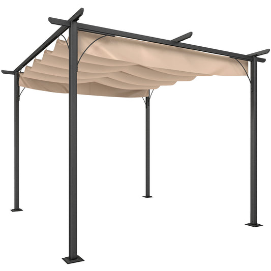 Outsunny Pérgola De Metal 3x3m Gazebo Cenador Para Jardín Patio Con Techo_0