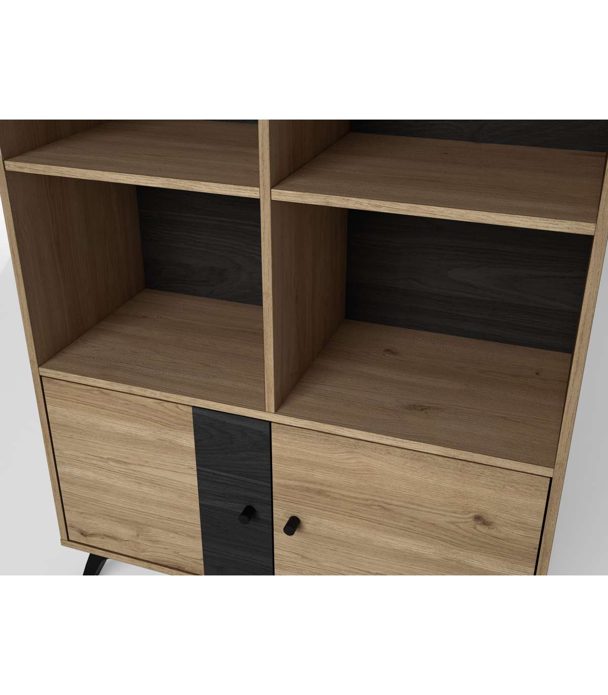 Estantería 2 Puertas 6 Huecos Natur Acabado Natural/bocamina, 92.1cm(ancho) 160.2cm(alto)_4