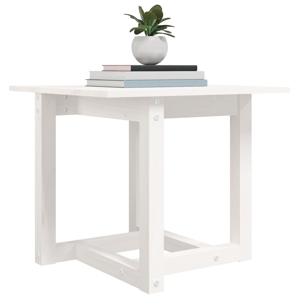 Mesa De Centro De Madera Maciza De Pino Blanca 50x50x45 Cm_3