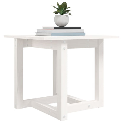 Mesa De Centro De Madera Maciza De Pino Blanca 50x50x45 Cm_3