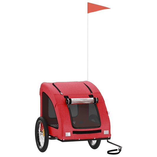 Vidaxl Remolque De Bicicleta Mascotas Hierro Tela Oxford Rojo_0