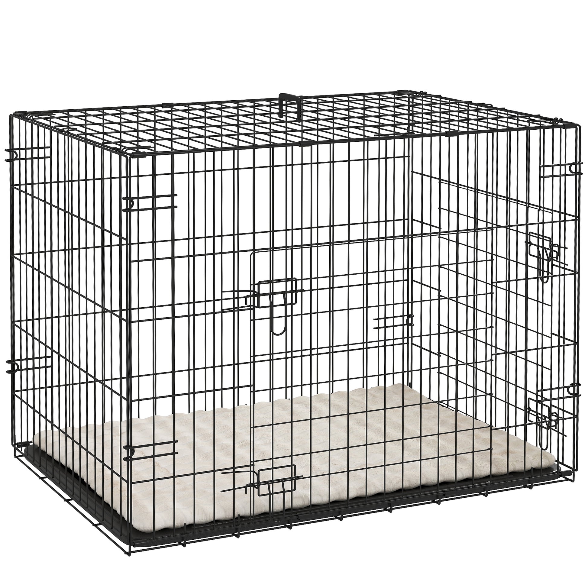 Pawhut Jaula Para Perros Con Cojín Bandeja Extraíble 75x48,5x53 Cm Negro Y Beige_0