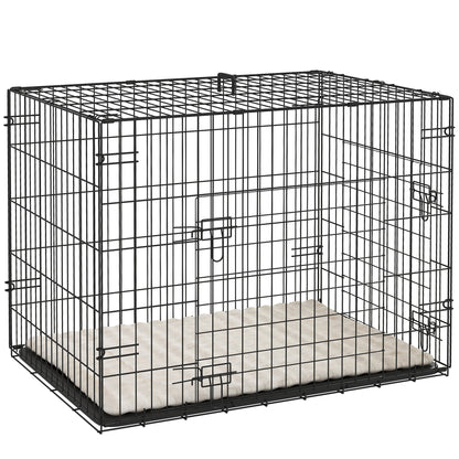 Pawhut Jaula Para Perros Con Cojín Bandeja Extraíble 75x48,5x53 Cm Negro Y Beige_0