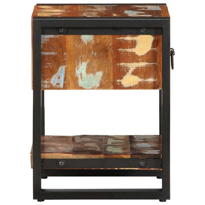 Mesilla De Noche Multicolor 35x34x45 Cm Madera Maciza Reciclada_4