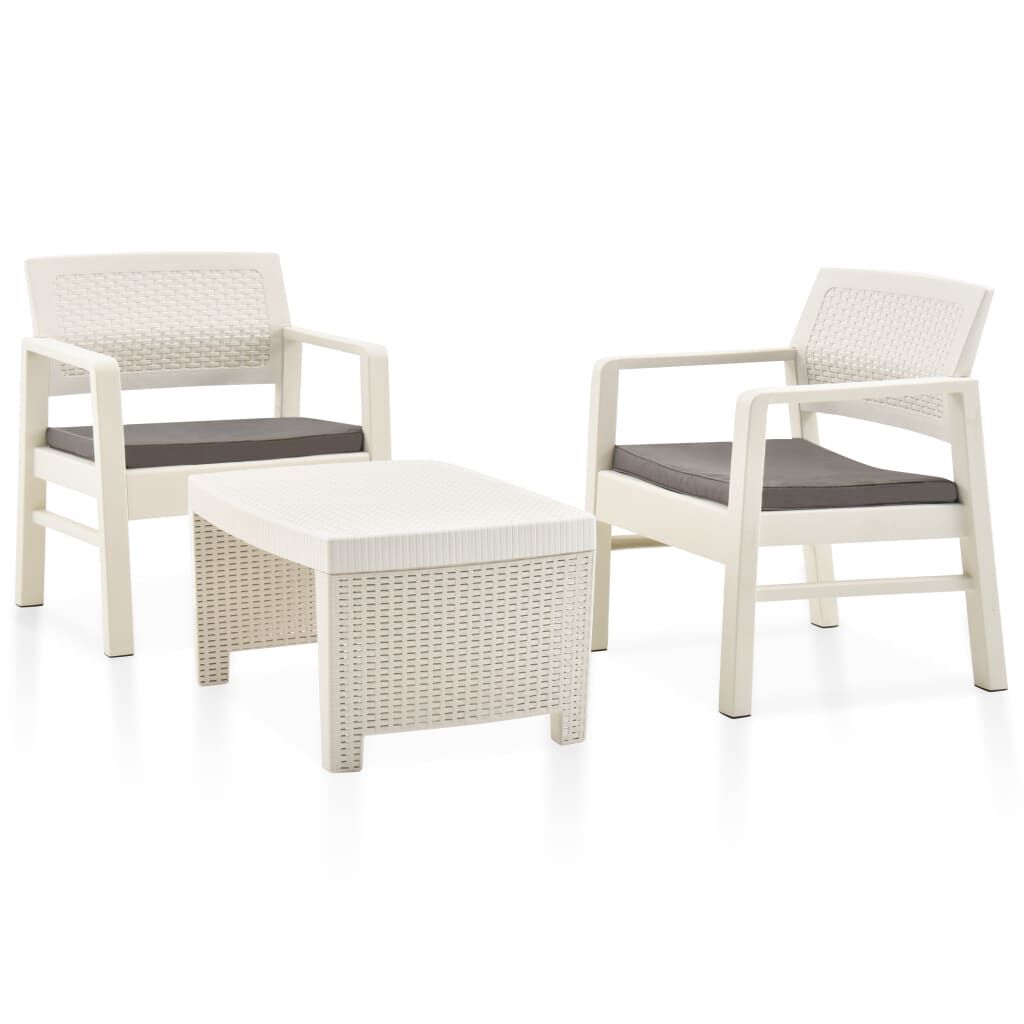 Vidaxl Juego De Muebles De Jardín 3 Piezas Plástico Blanco_0