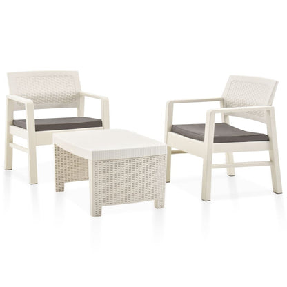 Vidaxl Juego De Muebles De Jardín 3 Piezas Plástico Blanco_0