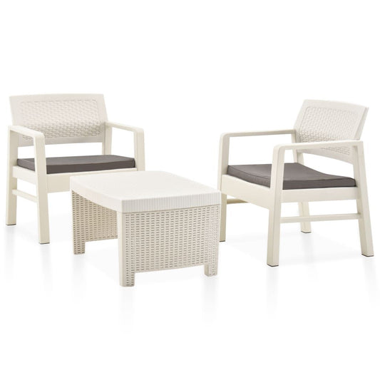 Vidaxl Juego De Muebles De Jardín 3 Piezas Plástico Blanco_0