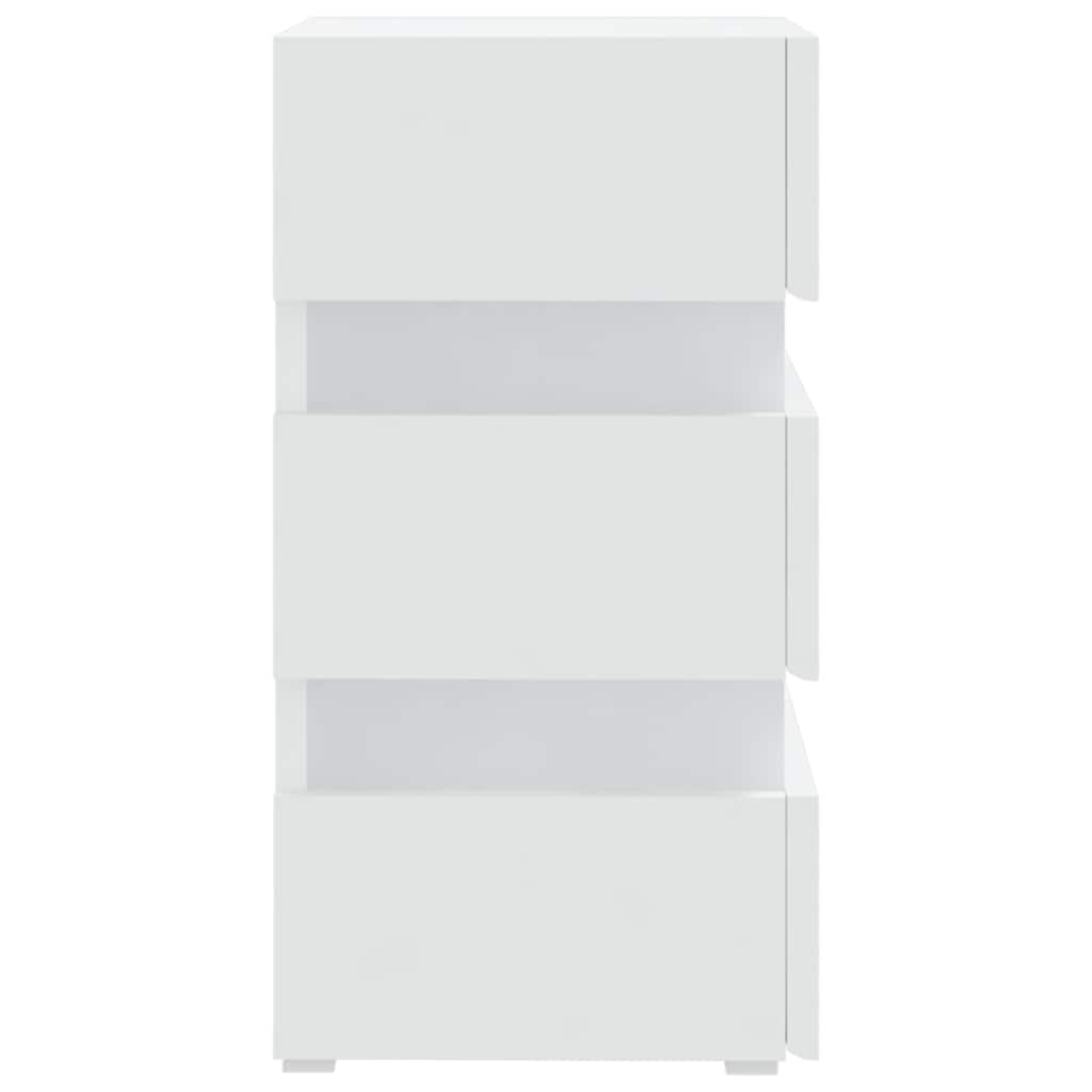 Mesita De Noche Luz Led Madera De Ingeniería Blanco 45x35x67 Cm_4