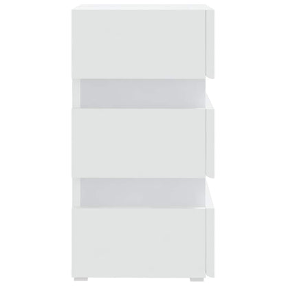 Mesita De Noche Luz Led Madera De Ingeniería Blanco 45x35x67 Cm_4