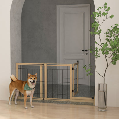 Pawhut Barrera Para Perros Extensible De Madera 112-159x44x70 Cm Natural_1