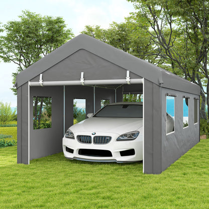 Outsunny Carpa Garaje 6x3 M Impermeable Con Paredes Laterales Desmontables Gris_1