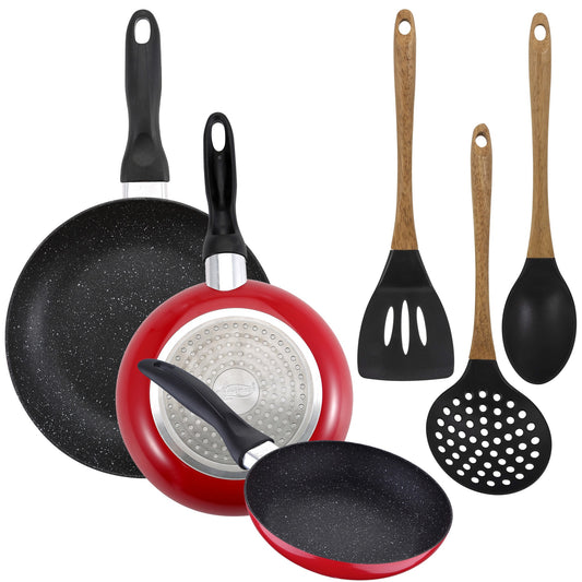 Pack De 3 Sartenes San Ignacio Ø16cm Ø20cm Ø24cm + Set De 3 Utenilios De Cocina En Silicona_0