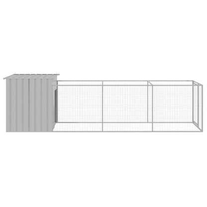 Caseta Para Perros Con Corredor Gris Claro 110x405x110 Cm Acero Galvanizado_3