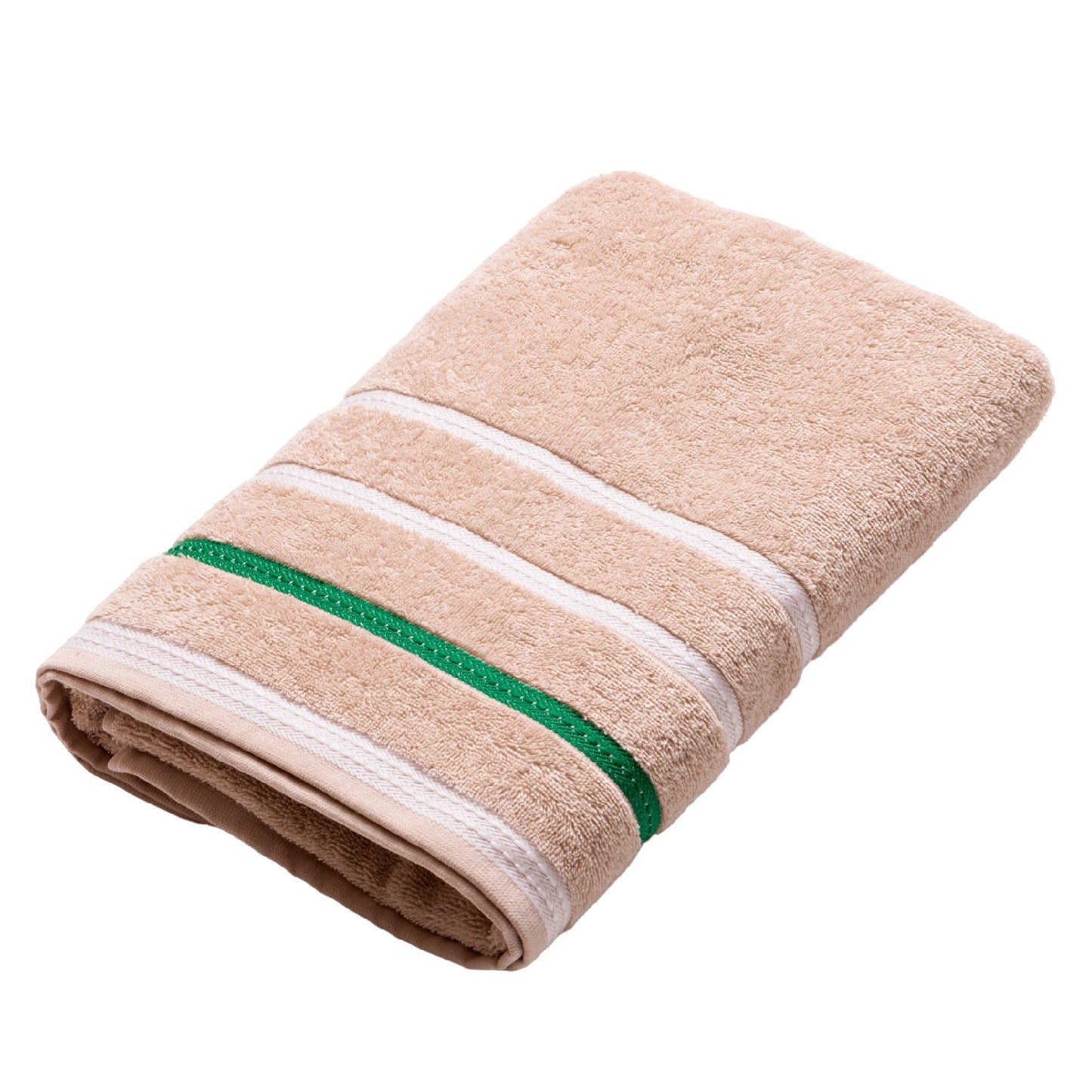 Toalla De Baño 70x140cm 450gms 100% Algodón Beige Con Rayas_1