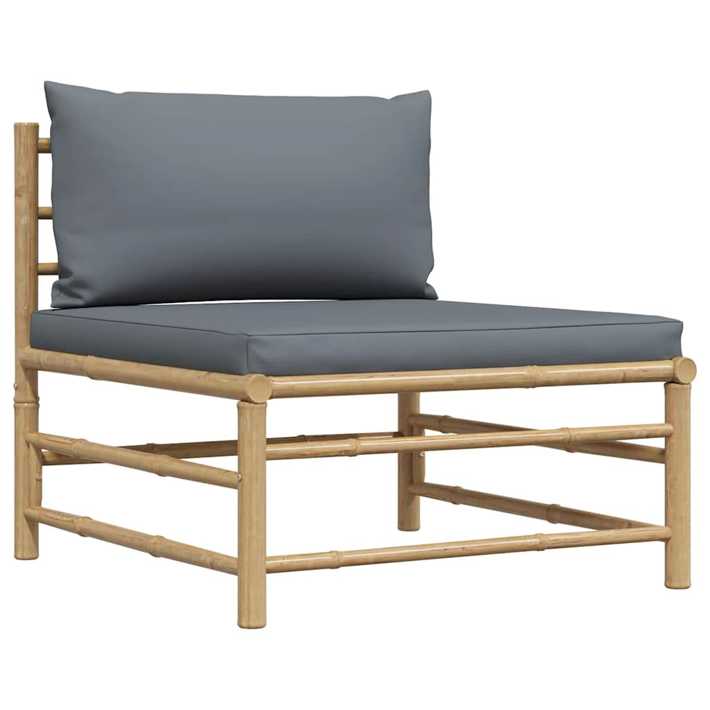 Vidaxl Set De Muebles De Jardín 2 Piezas Bambú Y Cojines Gris Oscuro_4