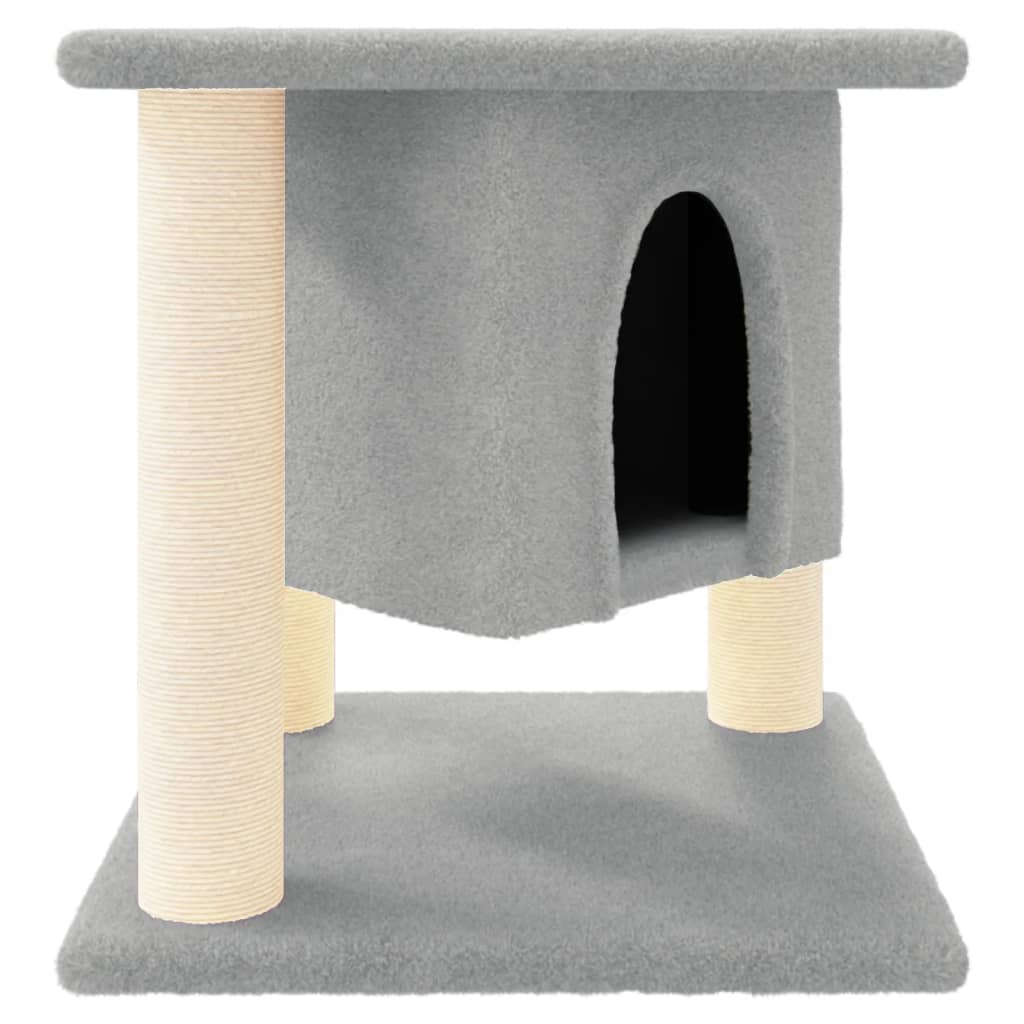 Rascador Para Gatos Con Postes De Sisal Gris Claro 37 Cm_0