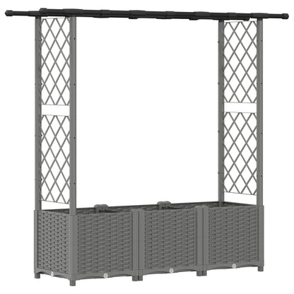 Cama Elevada Con Trellis Y Techo Gris Claro 162,5 X 40 X 136 Cm_0